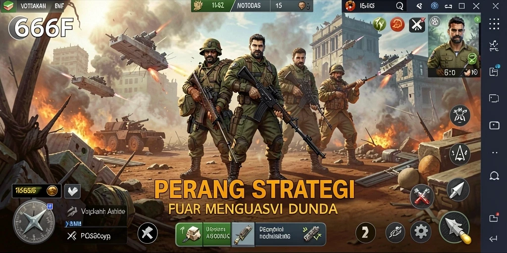 Tampilan gameplay strategis di 666F yang menantang.