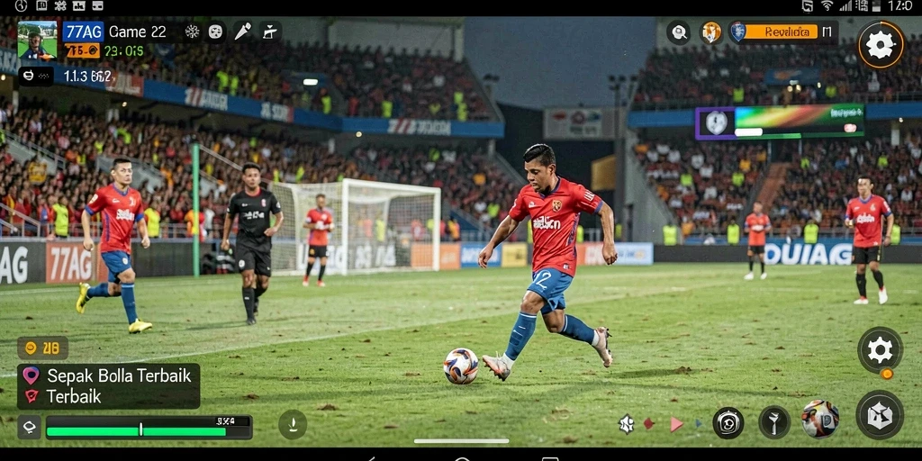 Screenshot gameplay menarik dari 77AG dengan aksi sepak bola seru.