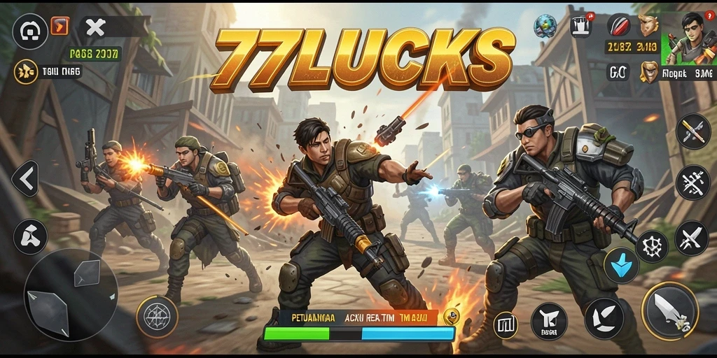 Screenshot gameplay 77LUCKS menampilkan pertarungan seru dengan grafis yang menawan.
