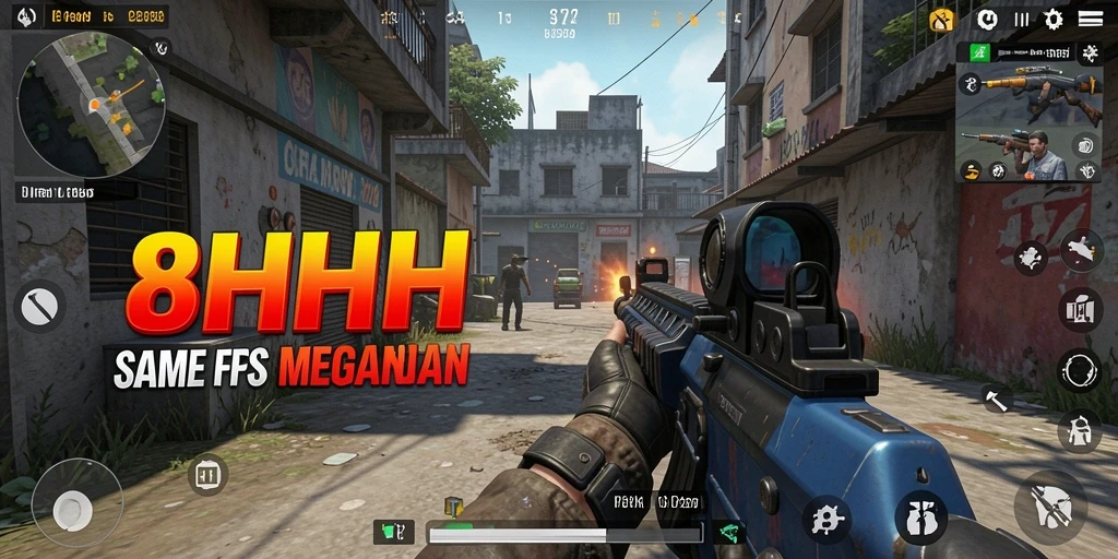 Tampilan gameplay FPS yang penuh aksi dan mendebarkan di 8HHH.