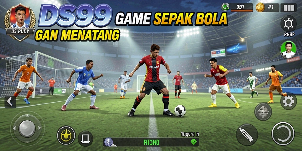 Tampilan gameplay DS99 yang menarik dan realistis dalam sepak bola.
