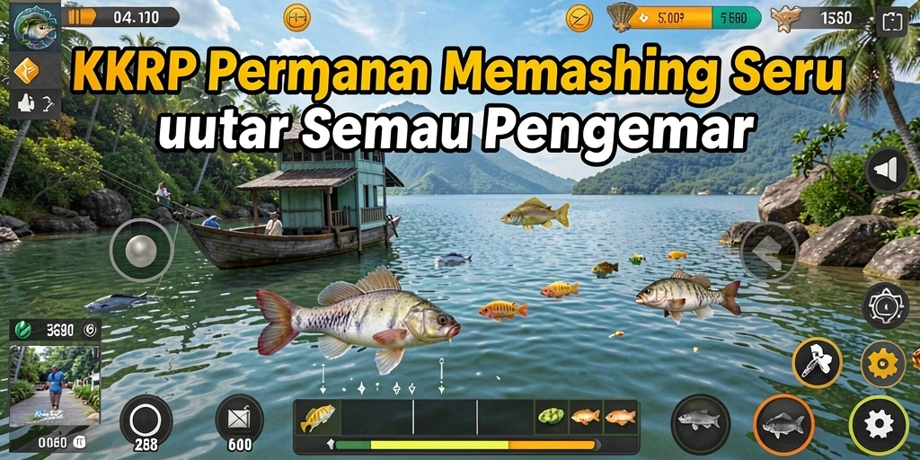 Gameplay KKRP menampilkan momen seru saat menangkap ikan.