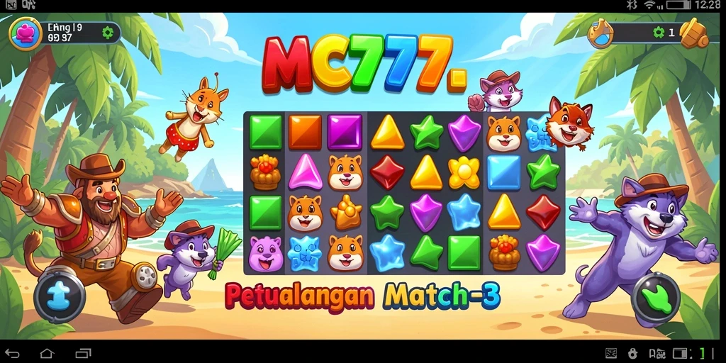 Tangkapan layar utama gameplay Match-3 yang seru di MC777.