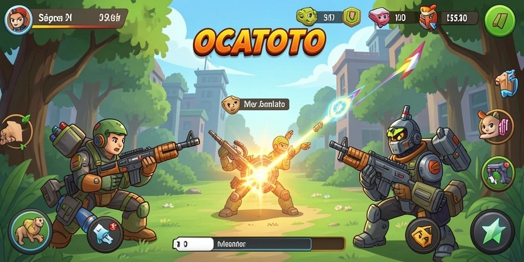 Tangkapan layar utama OCATOTO menampilkan gameplay kreatif dan interaktif.