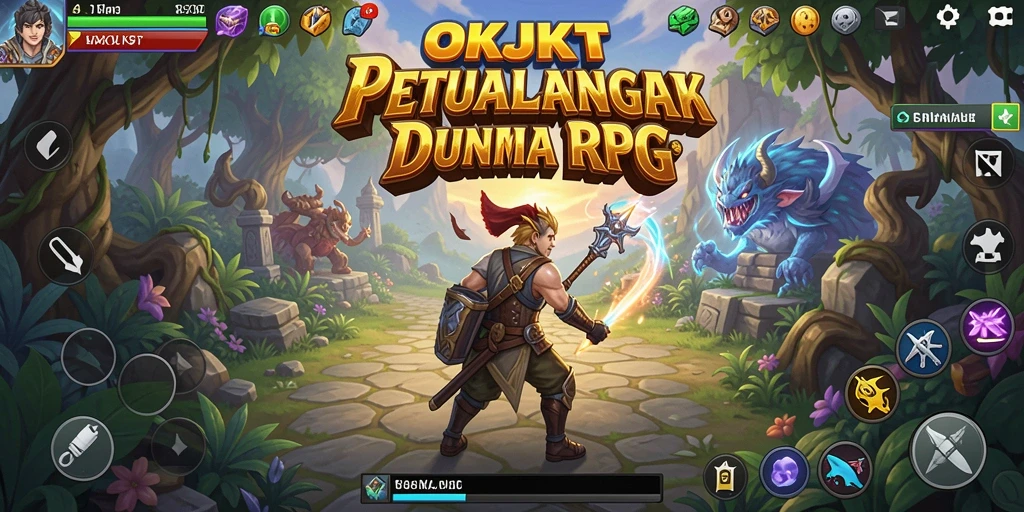 Screenshot menunjukkan aksi pertempuran epik dari game RPG.