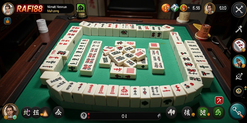 Screenshot gameplay RAFI88 dengan tampilan ubin Mahjong yang menarik.