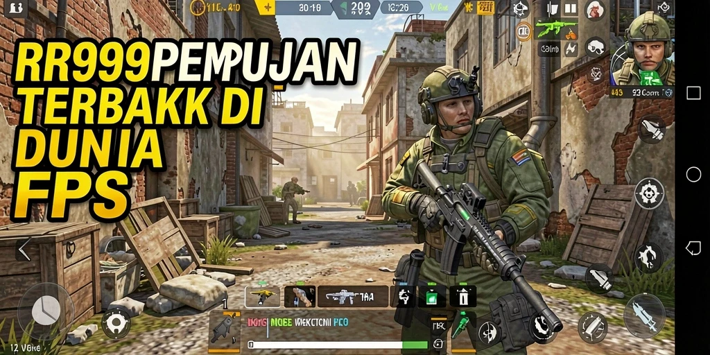 Tampilan permainan menegangkan dalam pertempuran FPS yang intens.