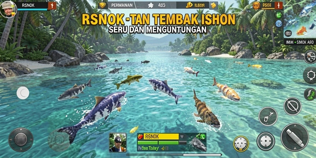 Tampilan gameplay RSNOK yang penuh aksi Tembak Ikan.