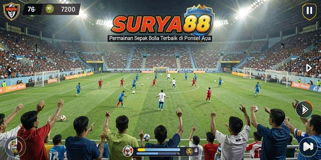 Tampilan gameplay SERU di SURYA88 dengan aksi sepak bola yang mendebarkan.