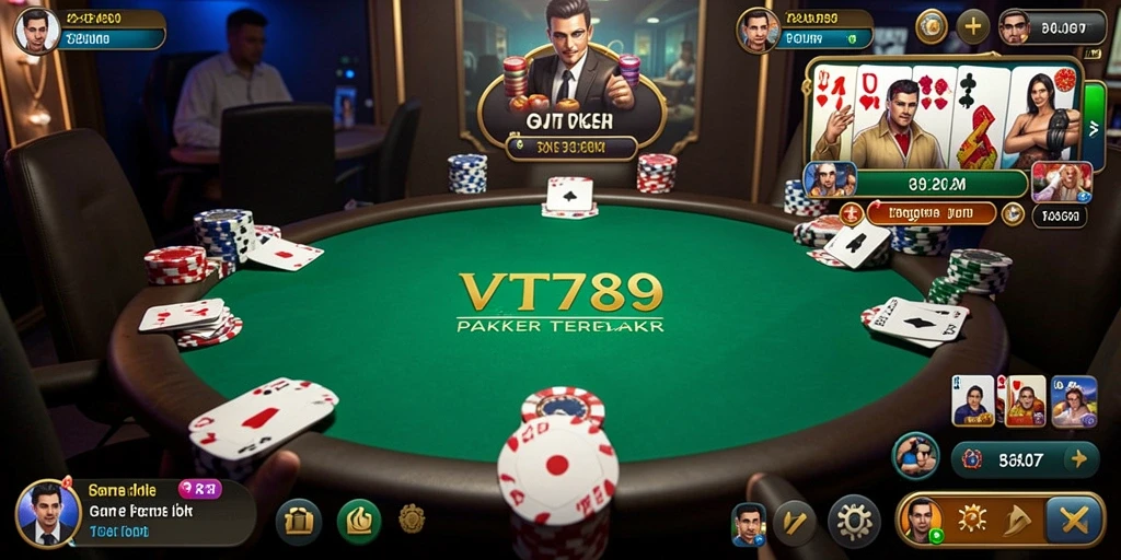 Tampilan screenshot utama VT789 menampilkan aksi seru permainan Poker.